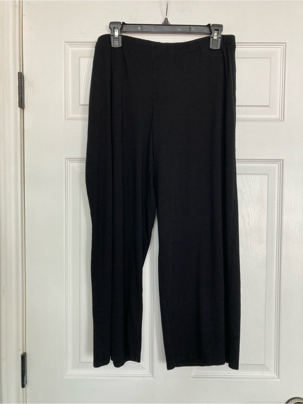 Eileen Fisher Black Wide-Leg Knit Pull-On Pants